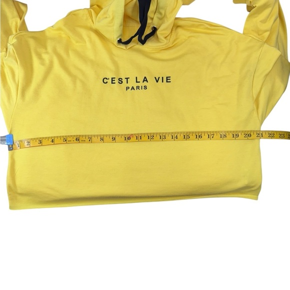 C’est la vie paris.  Yellow Cropped Hoodie - Picture 4 of 5